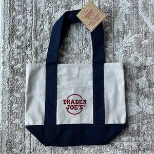 Mini BLUE Trader Joes tote bag